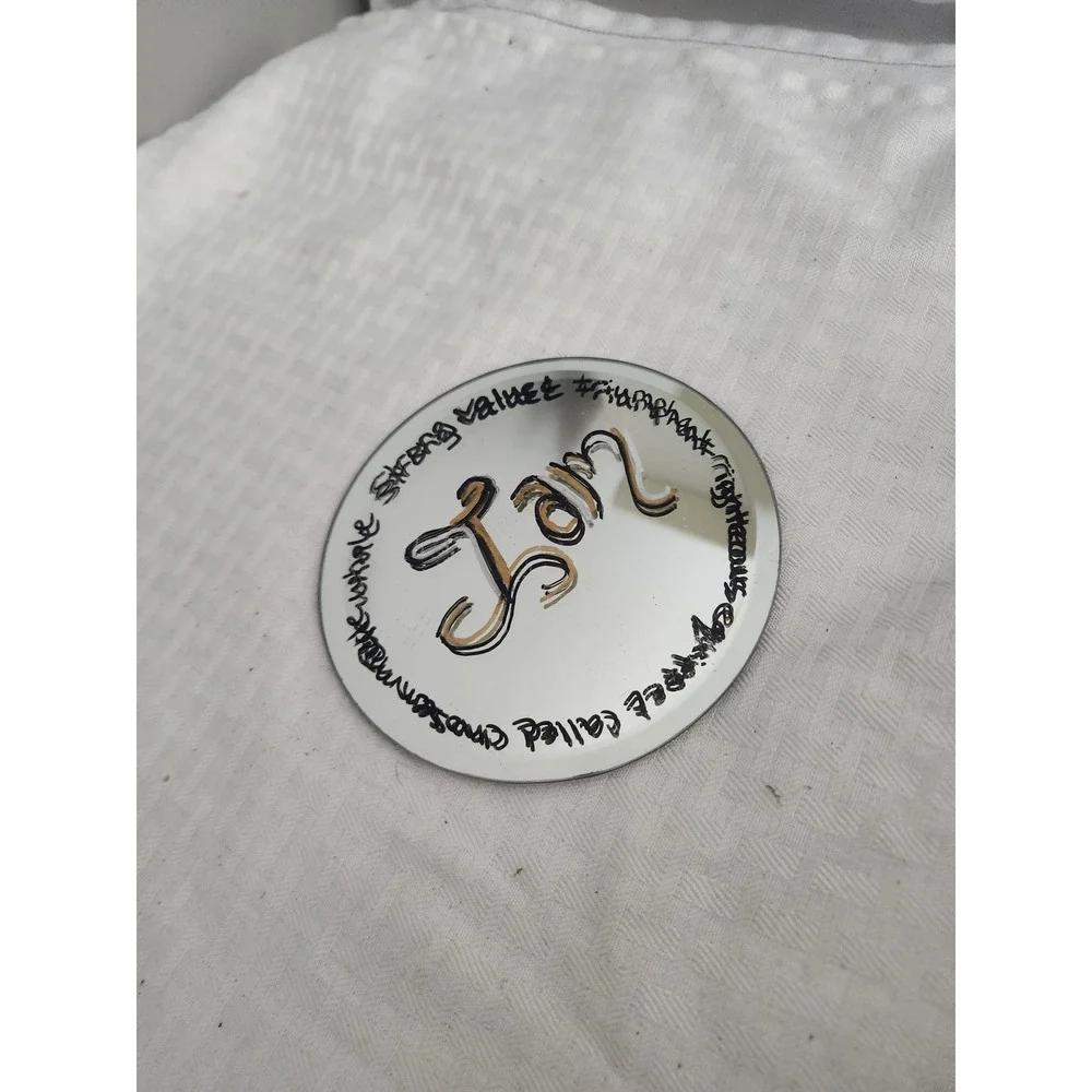 Luminessence Mirror Candle Holder I Am Inspirational Script 5 Inch Round Plate